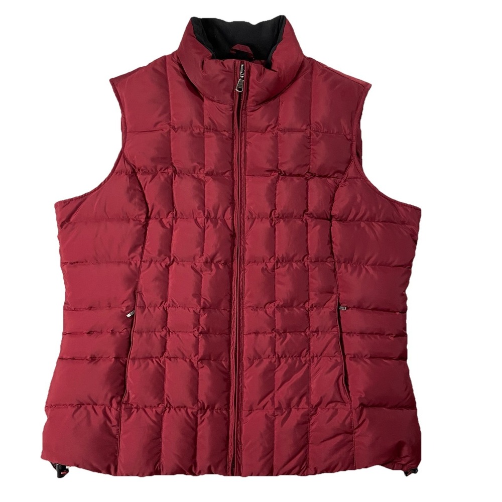 Eddie Bauer Goose Down Quilted Puffer Vest Cherry Red Men L Outdoor Ski Holidays